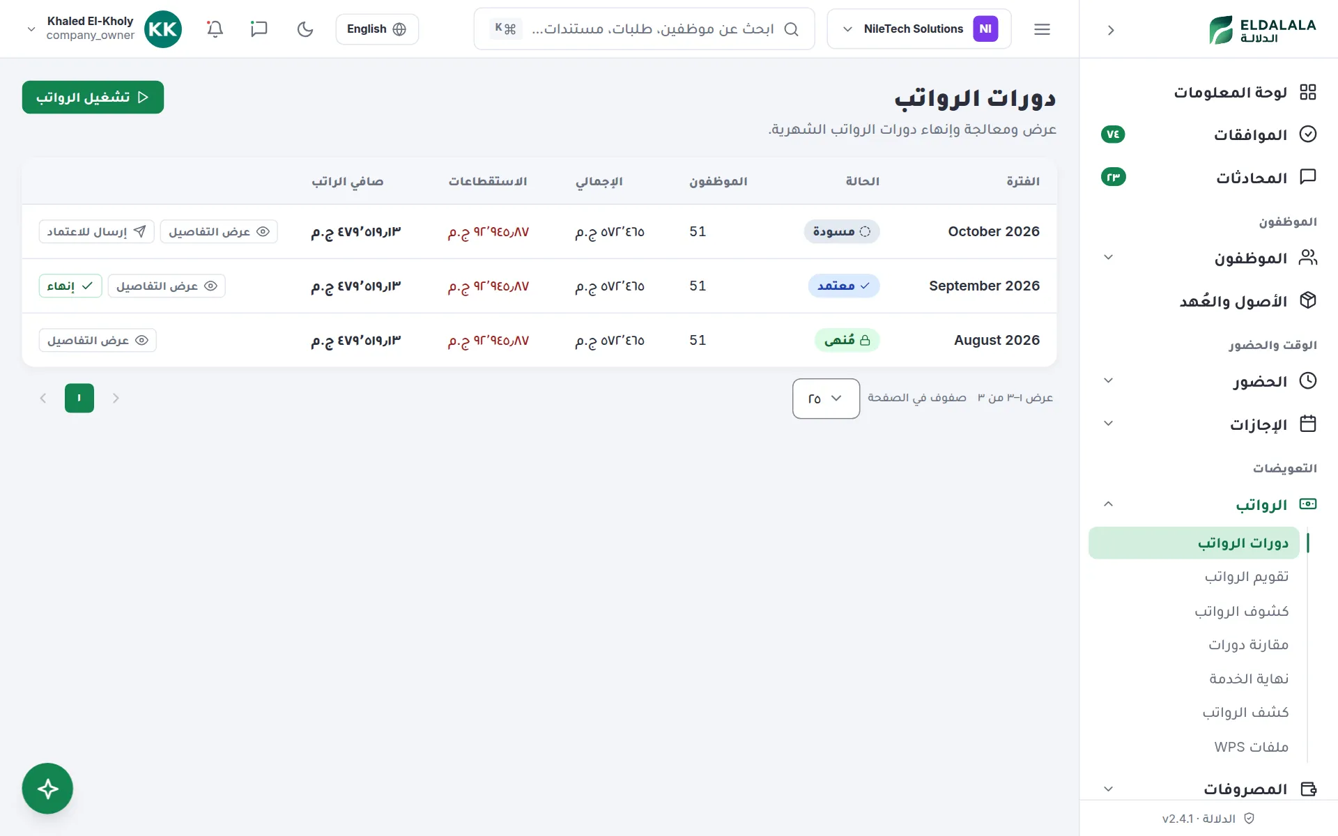 دورات الرواتب · الدلالة