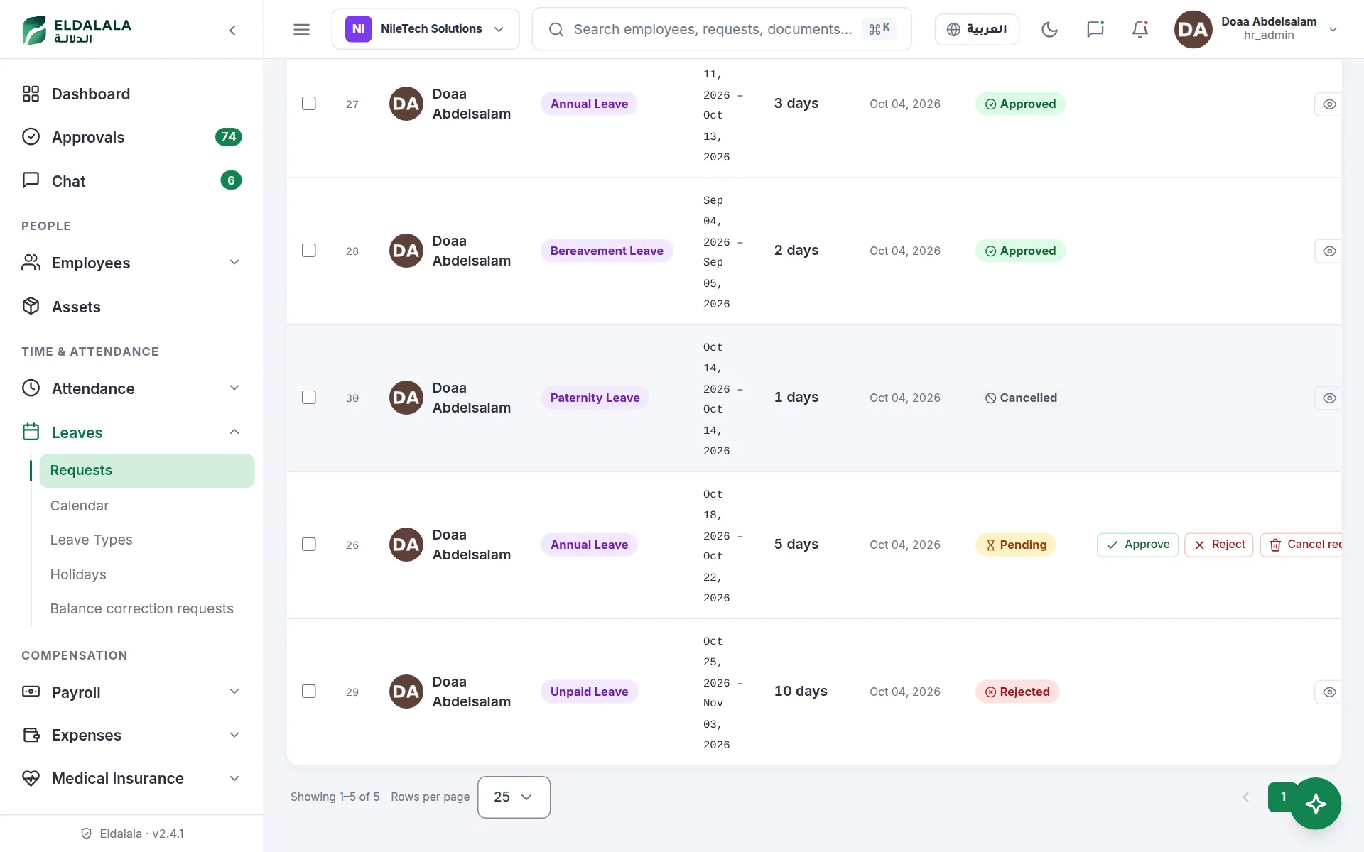 Leave requests · Eldalala