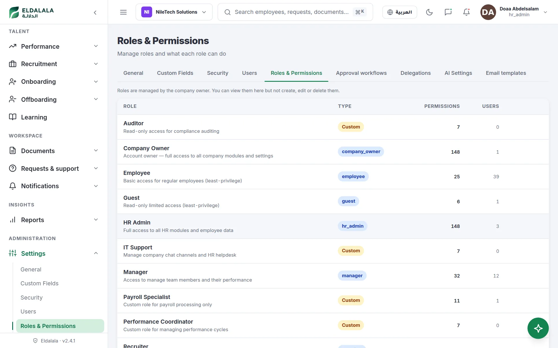 Roles & Permissions · Eldalala — /roles
