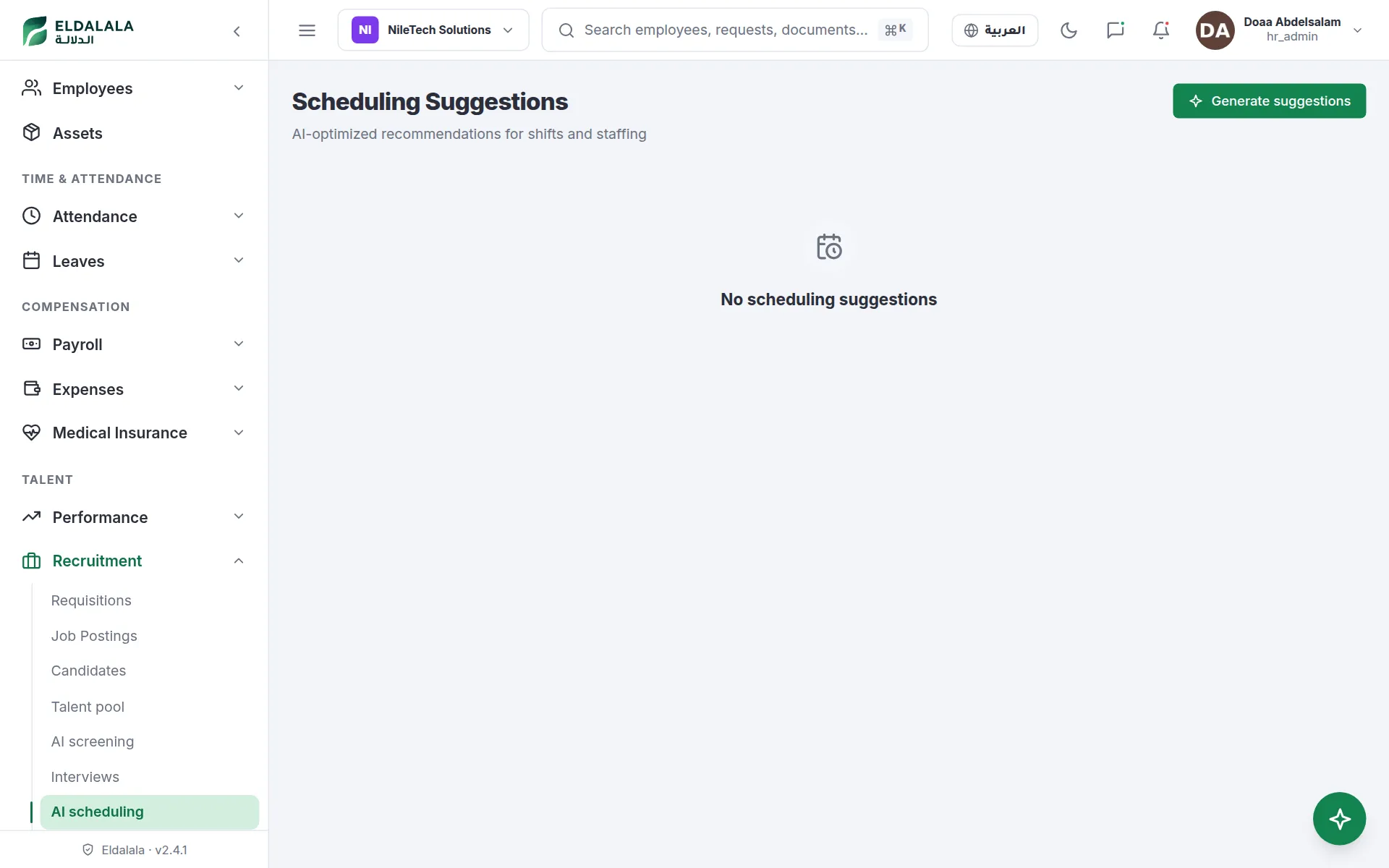Scheduling Suggestions · Eldalala — /ai-scheduling