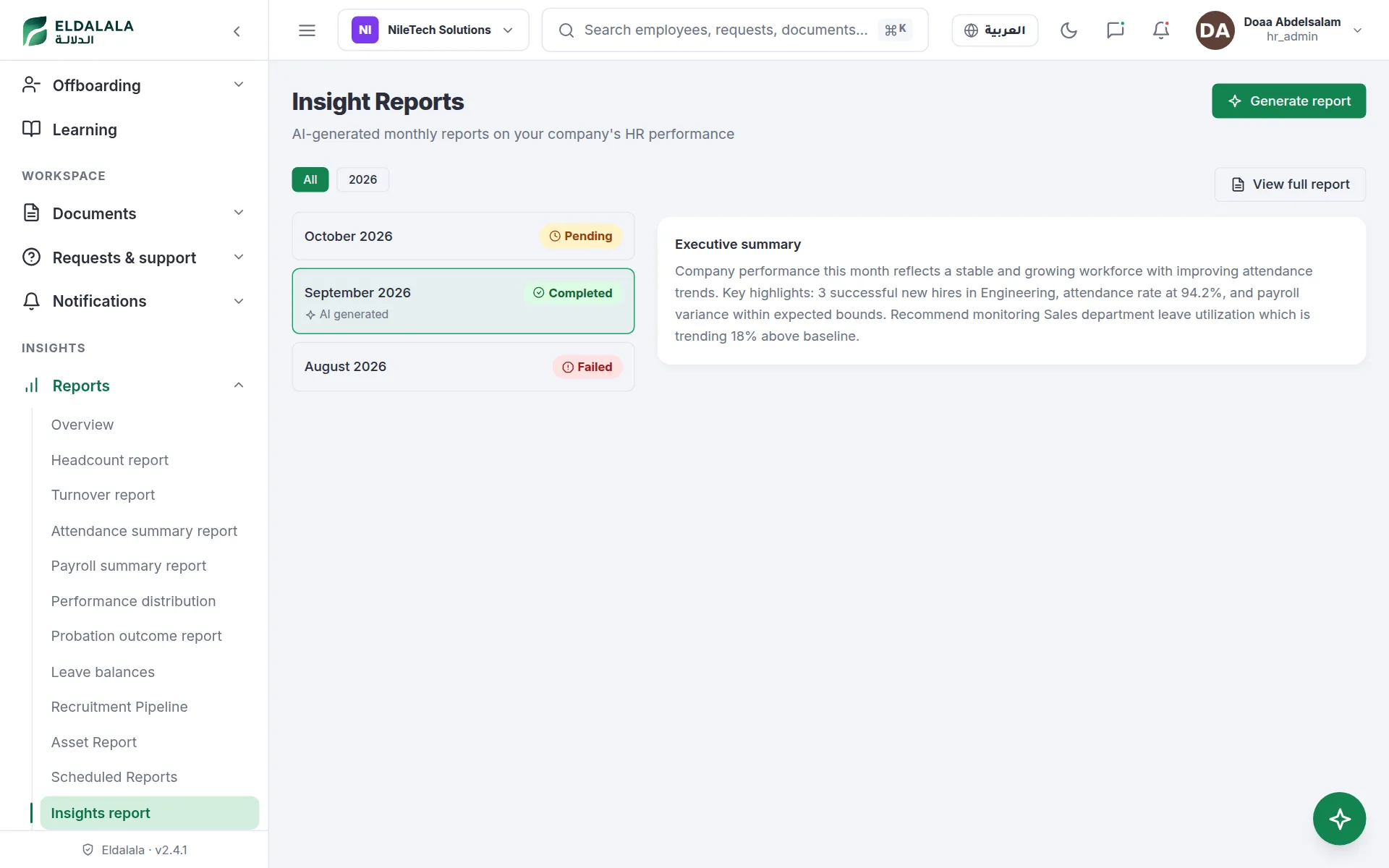 Insight Reports · Eldalala — /insights-report