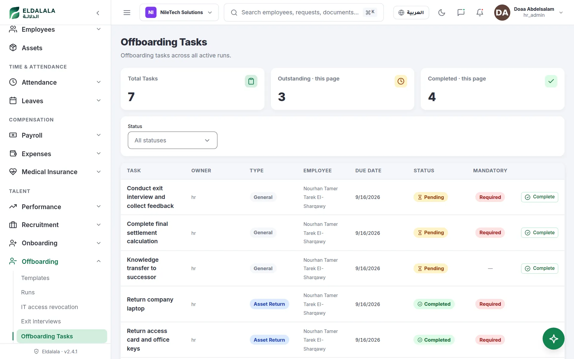 Offboarding Tasks · Eldalala — /offboarding-tasks
