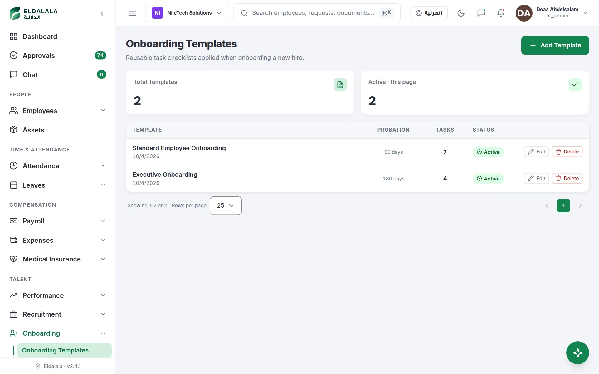 Onboarding Templates · Eldalala — /onboarding