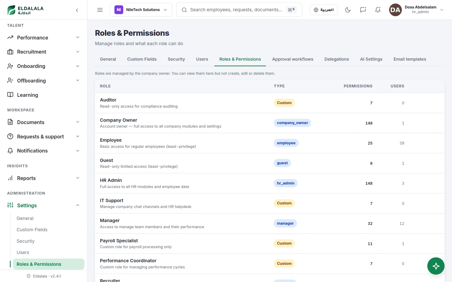 Roles & Permissions · Eldalala — /roles