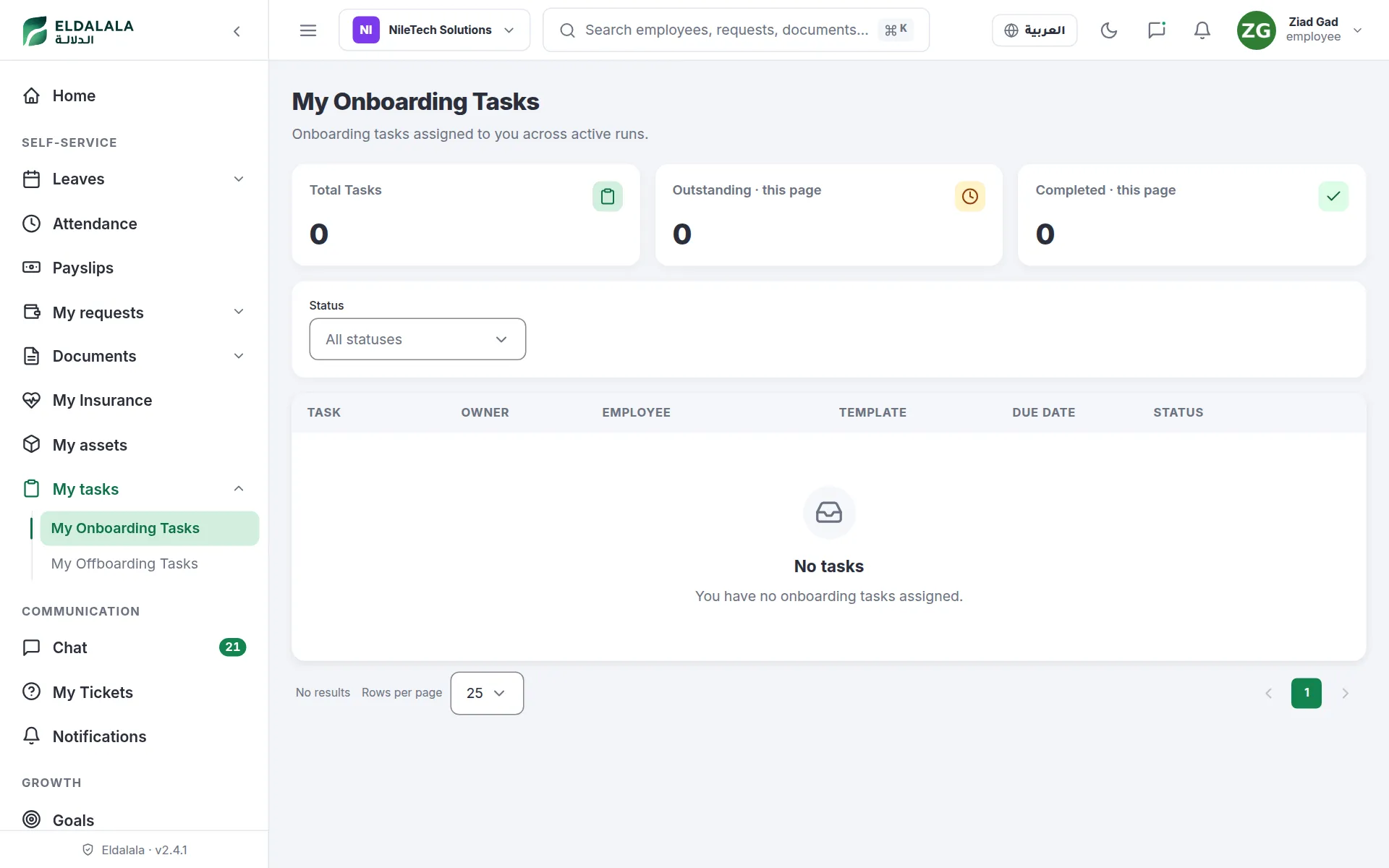 My Onboarding Tasks · Eldalala — /my-onboarding-tasks